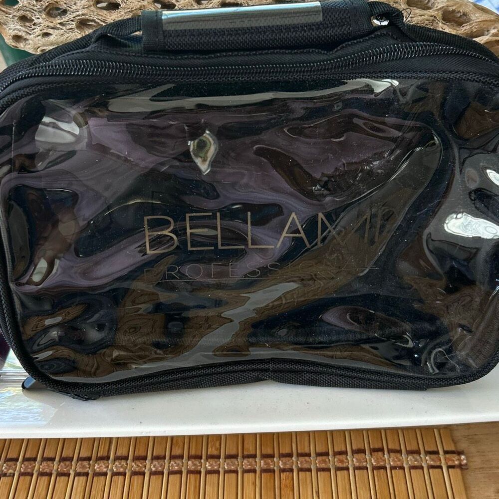 NWT Bellami professional black and clear vinyl carrying case extensions cosmetic